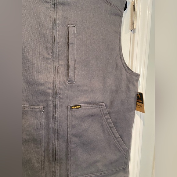 NWT Brahma Men’s Insulated Canvas Work Vest Size S Gray Full Zip Pockets Thermal - Picture 3 of 8